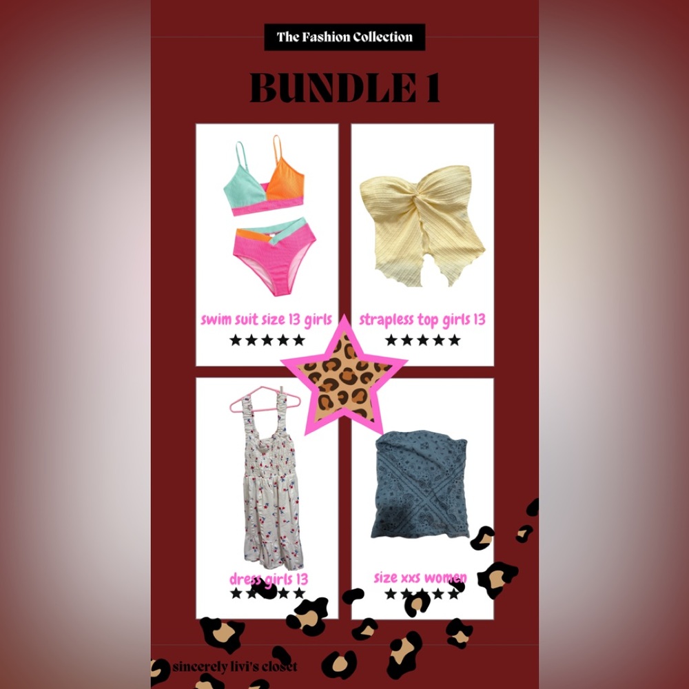 Colorful Girls' Swimwear and Strapless Top Set